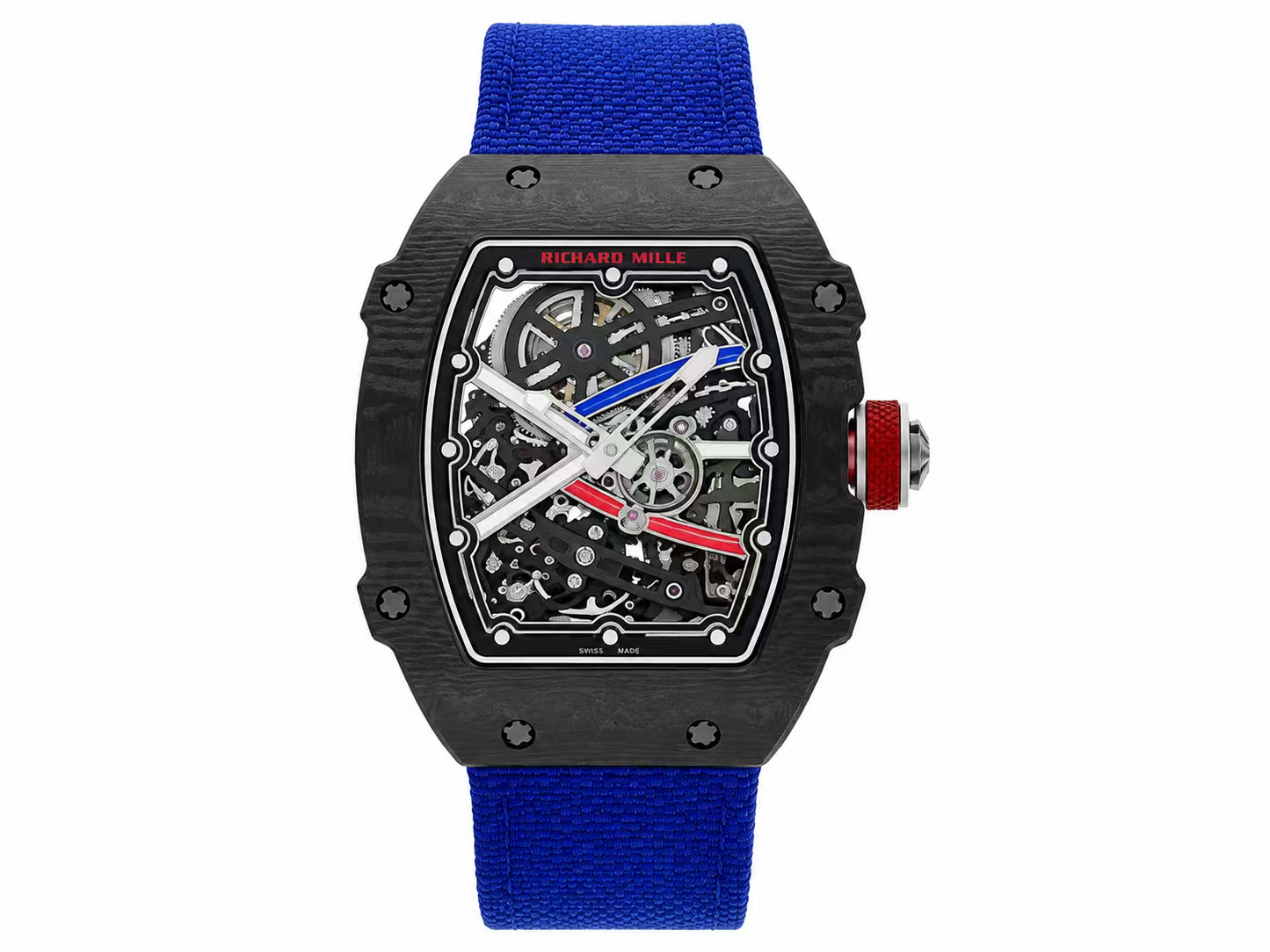 Richard Mille RM67-02 Black NTPT 1:1 Best Edition Skeleton Dial on blue Nylon Strap CRMA7 Skeleton Movement
