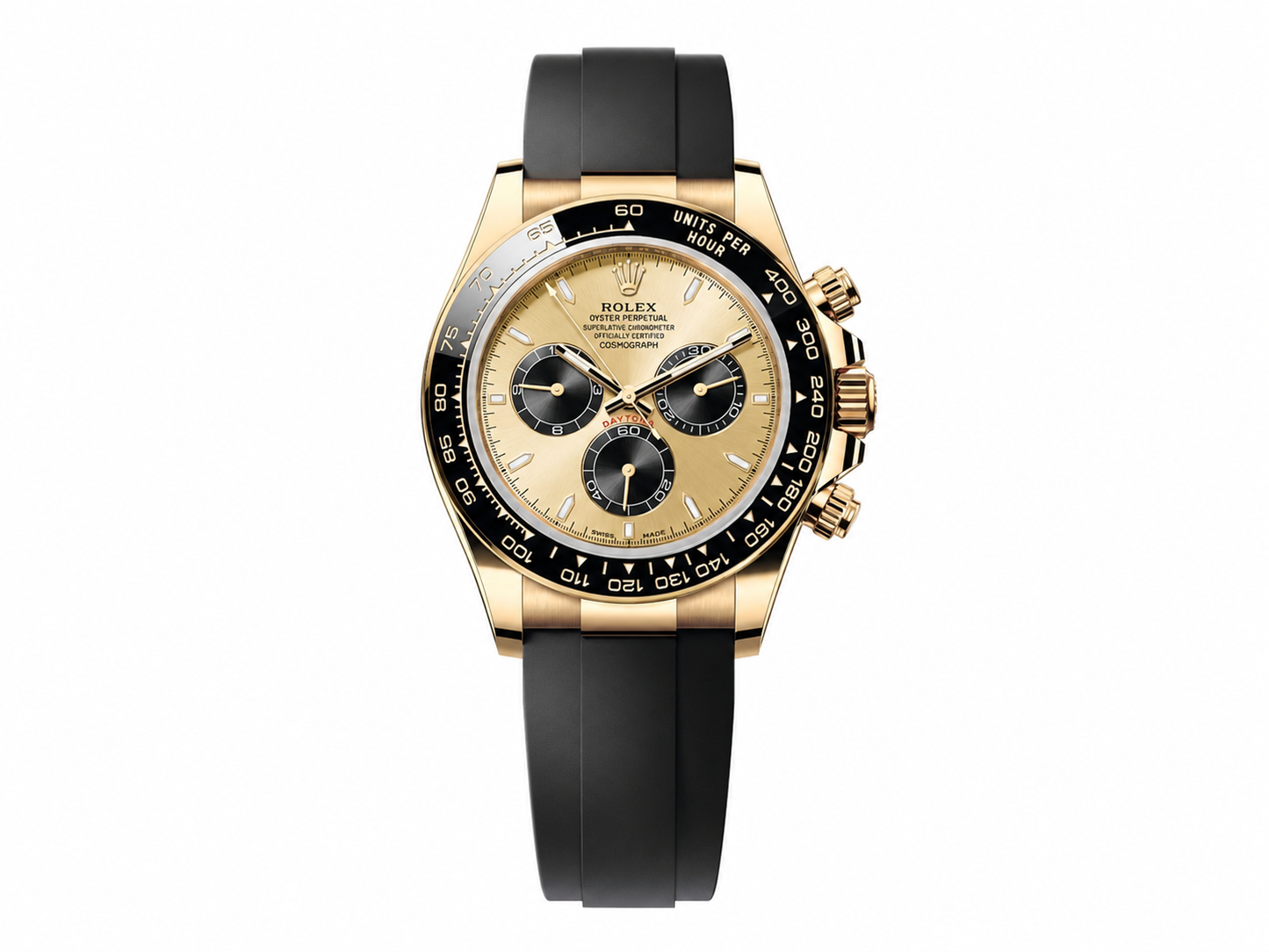 Rolex Daytona 126518 1:1 Best Edition YG/Black Dial on Oysterflex Rubber Strap DD4131 (Weighted)