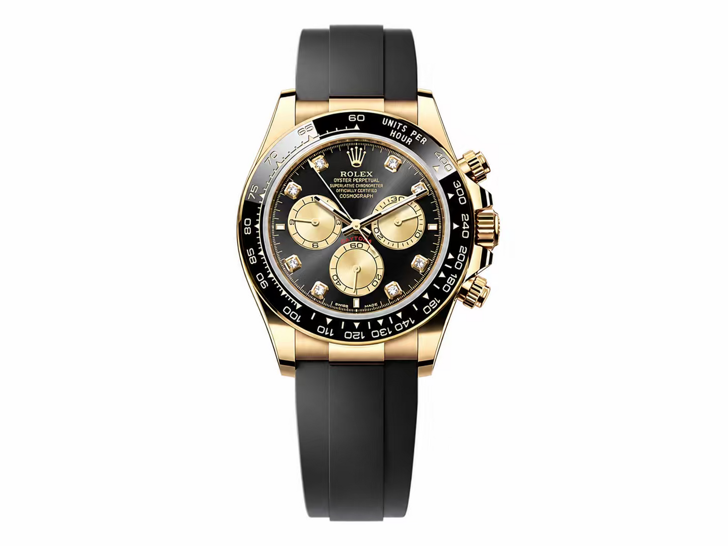 Rolex Daytona 126518 1:1 Best Edition Black/YG Diamonds Dial on Oysterflex Strap DD4131 (Weighted)
