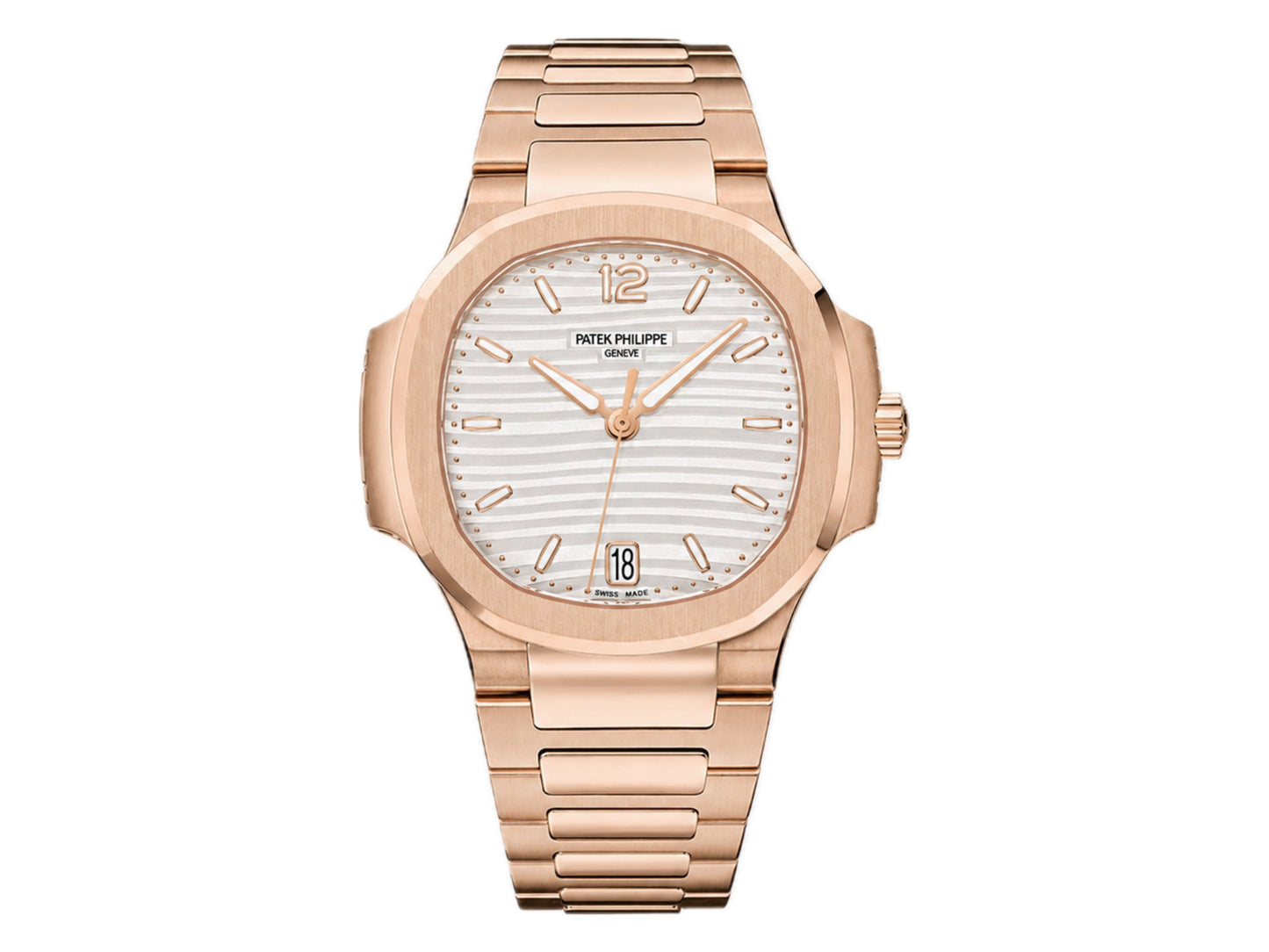 Patek Philippe Nautilus 7118 Ladies RG 1:1 Best Edition White Dial Diamonds Bezel on RG Bracelet A324 Super Clone