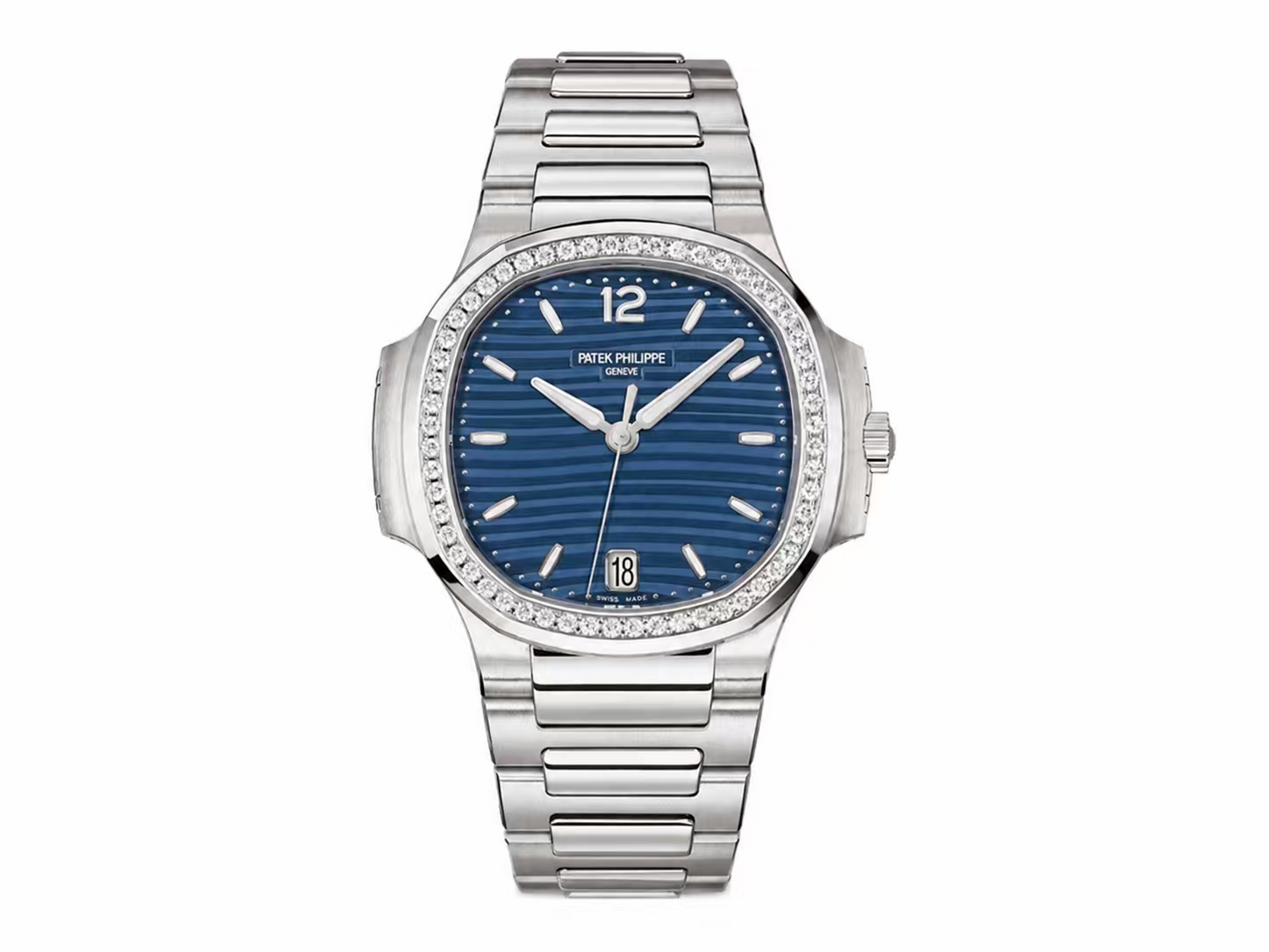 Patek Philippe Nautilus 7118 Ladies 1:1 Best Edition Blue Dial Diamonds Bezel on SS Bracelet A324 Super Clone