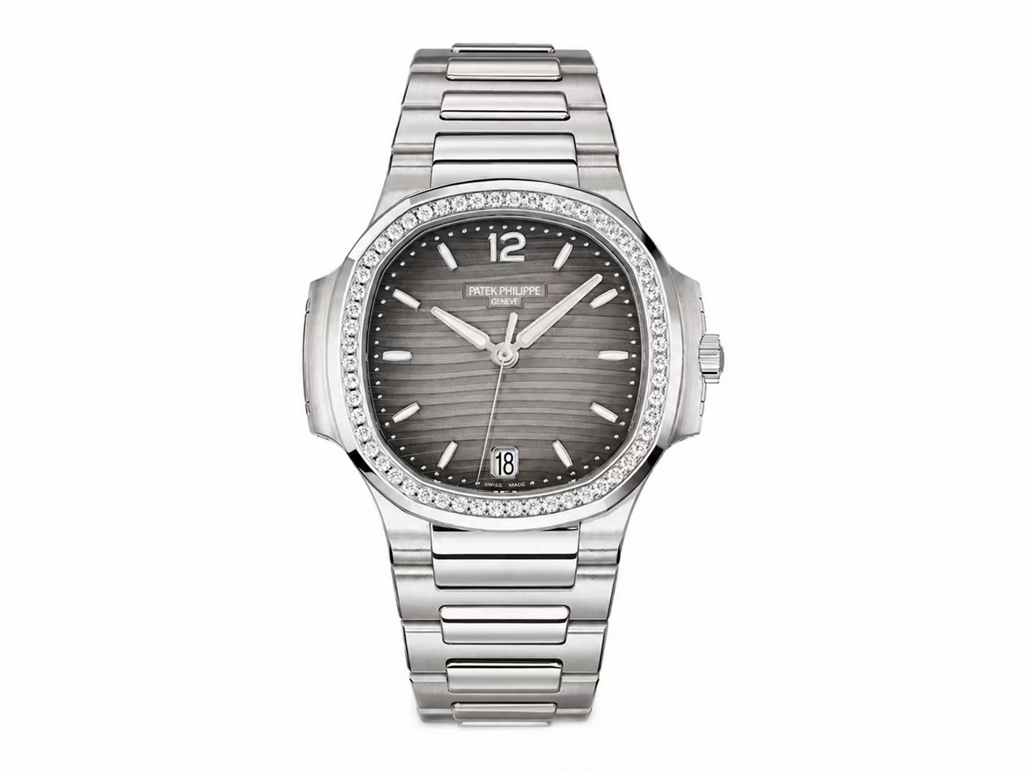 Patek Philippe Nautilus 7118 Ladies 1:1 Best Edition Gray Dial Diamonds Bezel on SS Bracelet A324 Super Clone