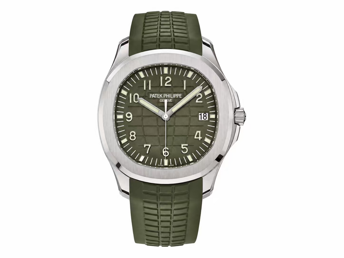 Patek Philippe Aquanaut 5168 42mm SS 1:1 Best Edition Green Dial on Green Rubber Strap DD330 Super Clone (Weighted)