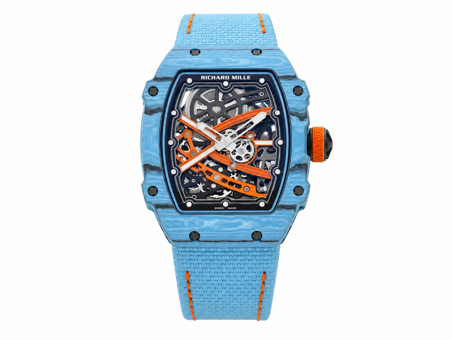 Richard Mille RM67-02 Blue NTPT 1:1 Best Edition Skeleton Dial on blue Nylon Strap CRMA7 Skeleton Movement