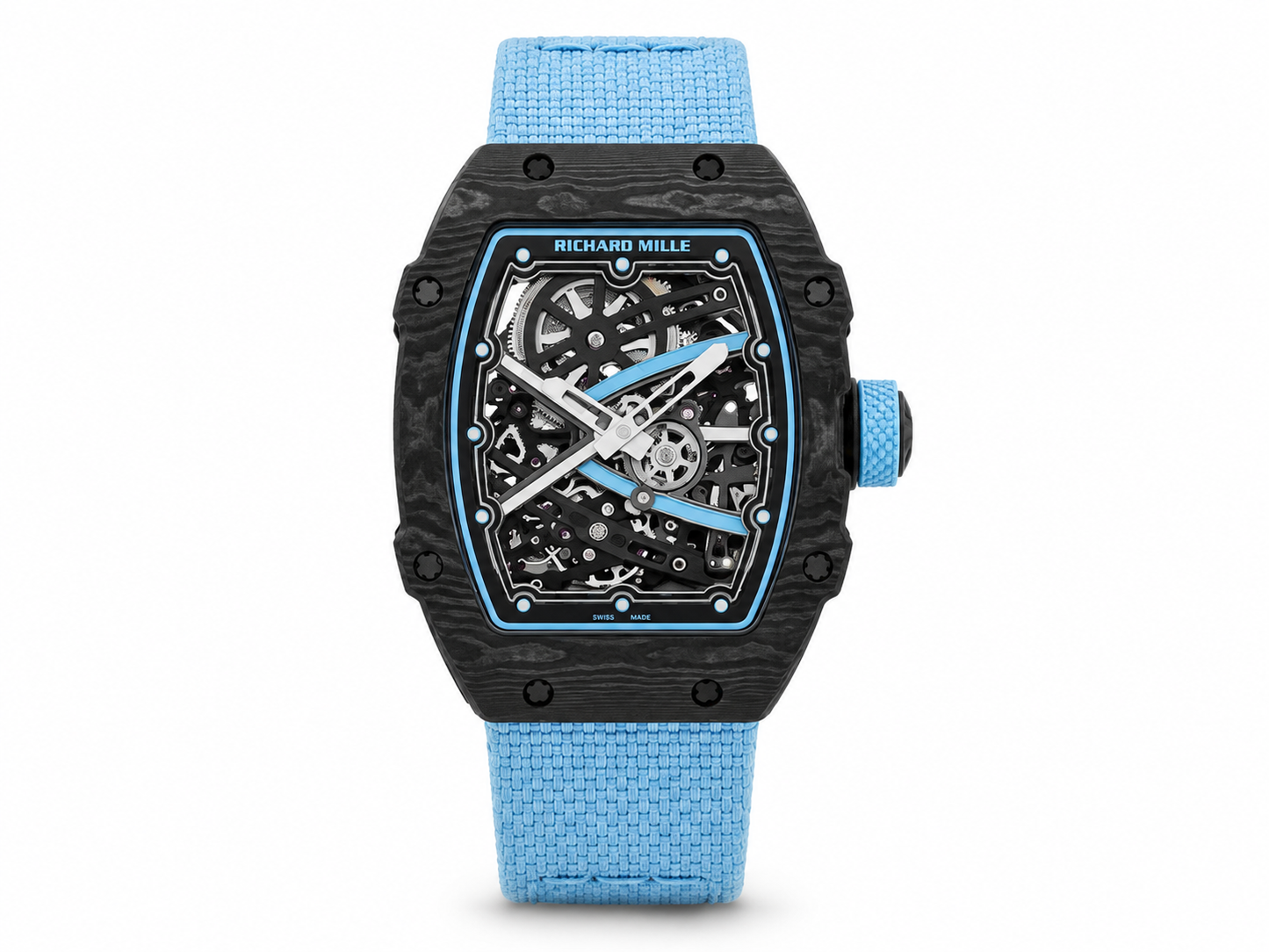 Richard Mille RM67-02 Black NTPT 1:1 Best Edition Skeleton Dial on blue Nylon Strap CRMA7 Skeleton Movement