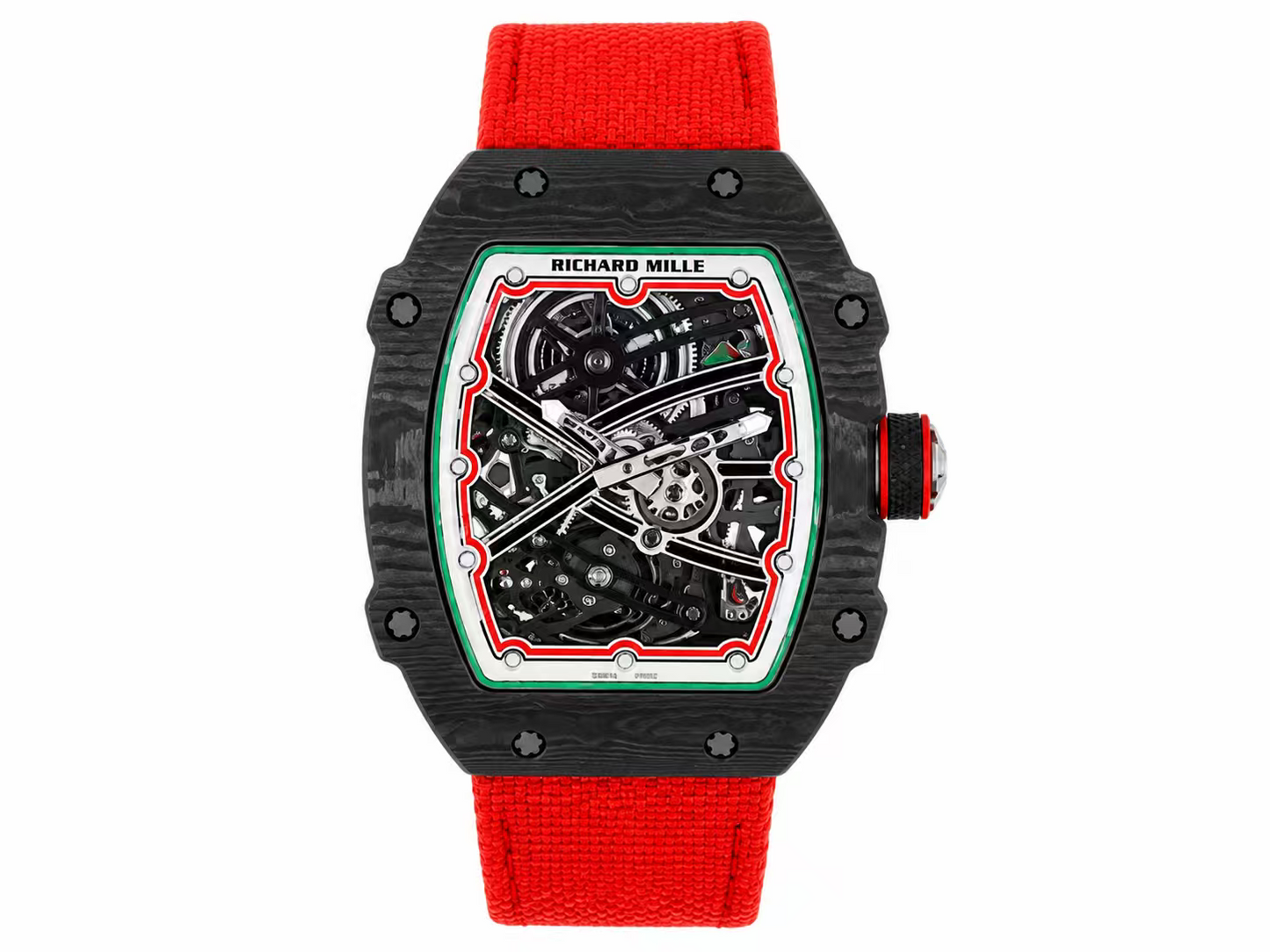 Richard Mille RM67-02 Black NTPT 1:1 Best Edition Skeleton Dial on red Nylon Strap CRMA7 Skeleton Movement