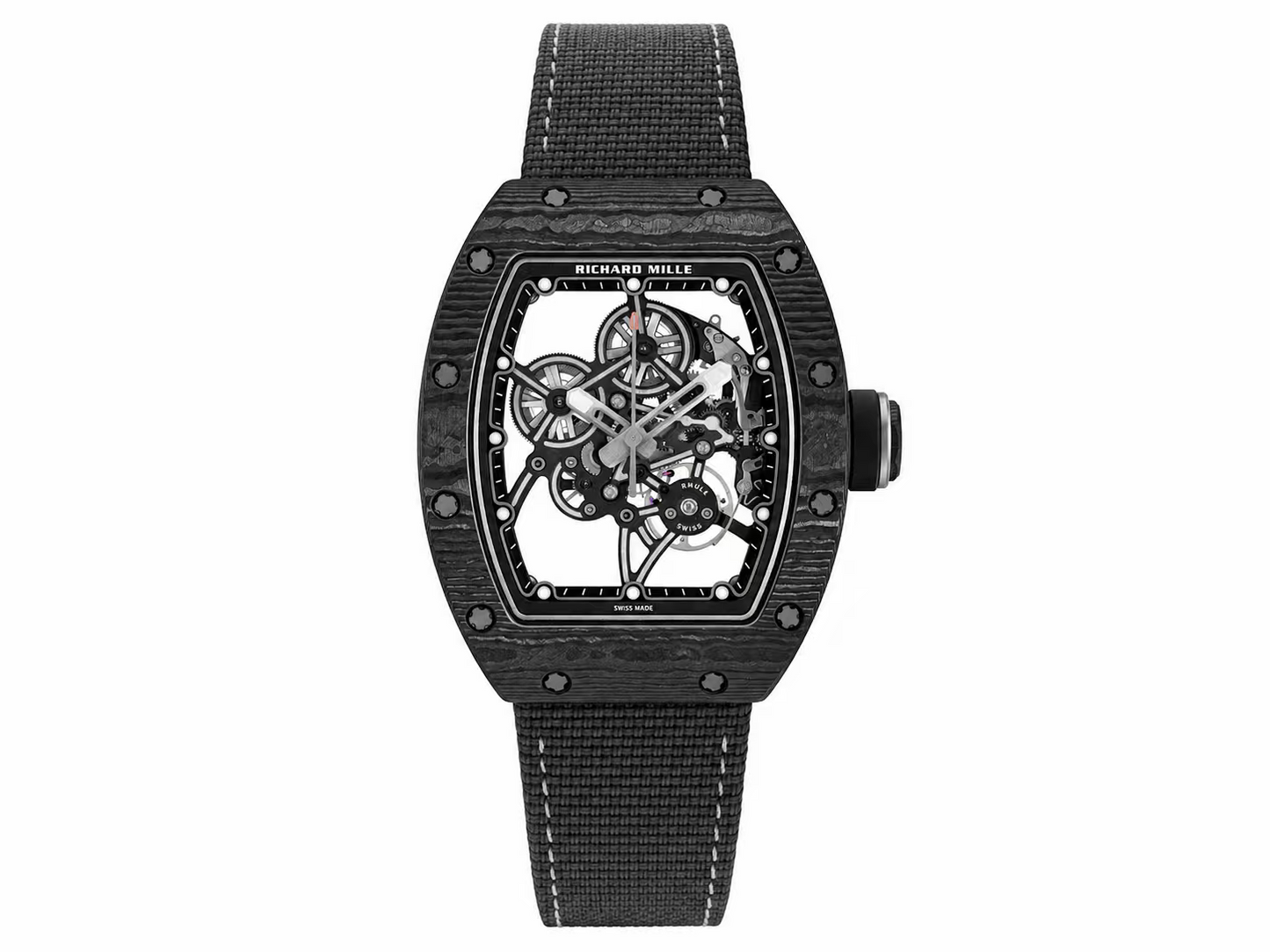 Richard Mille RM55-01 Black Carbon TPT 1:1 Best Edition on Black Nylon Strap RMUL4 Super Clone